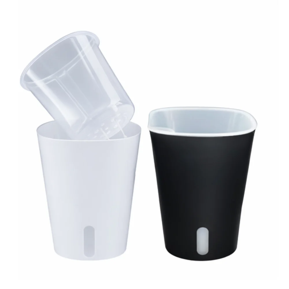 Vaso autoirrigante con inserto trasparente